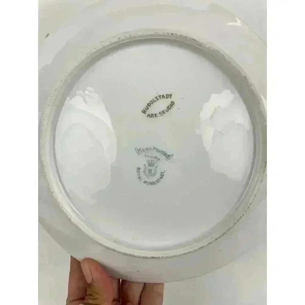 Royal Rudolstadt Prussia Hand Painted Floral Plate Roses Stein 7.5" Gold Trim - Picture 9 of 9